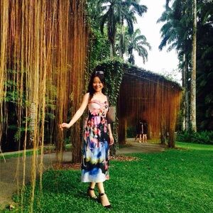 Corey Lynn Calter Blue and Pink Maxi Dress